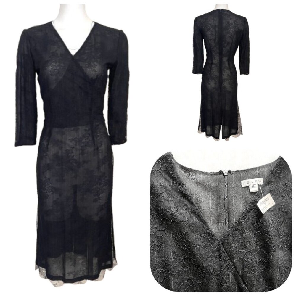 NWT Zelda Silk and lace V neck Vintage Dress 6